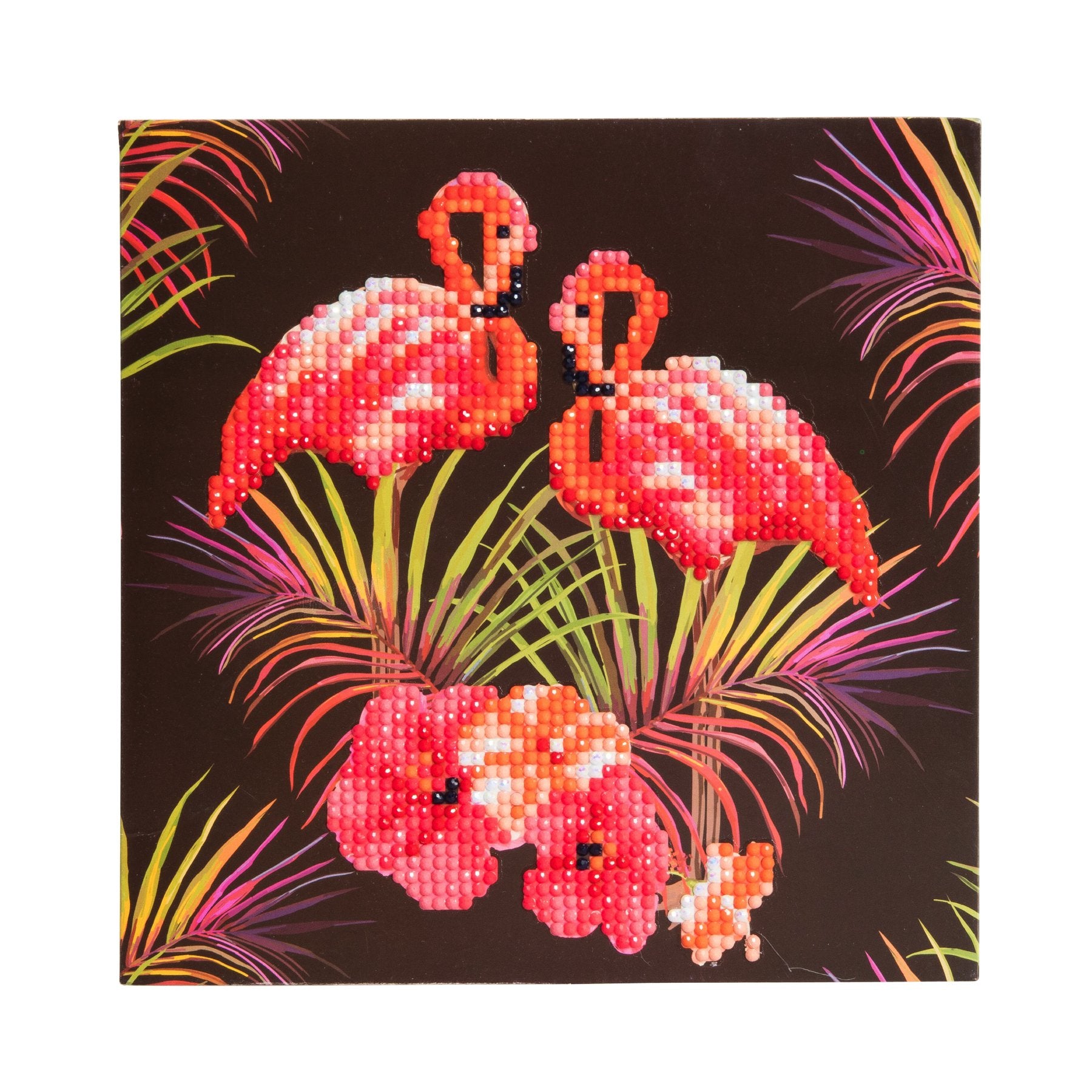 Crystal Art Diamond Painting Card Kit - Flamingos- Create Your Own 7x7 Card Kit - for Ages 8 and up