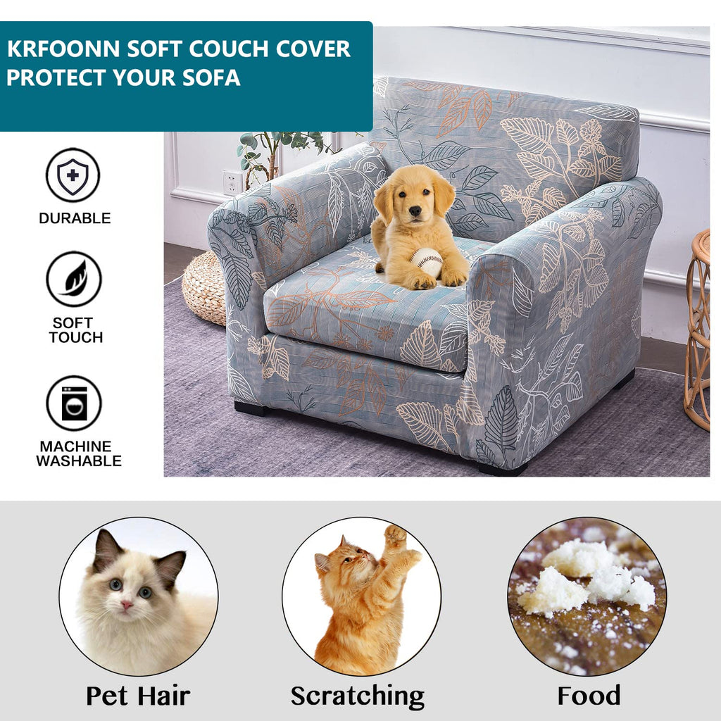 Krfoonn 2 Piece Chair Covers Printed Sofa Covers Couch Covers Washable Armchair Sofa Couch Slipcover Furniture Protector With El