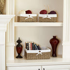 Household Essentials Ml-5611 Set Of Three Woven Wicker Storage Baskets With Removable Liners | Natural Seagrass,Brown
