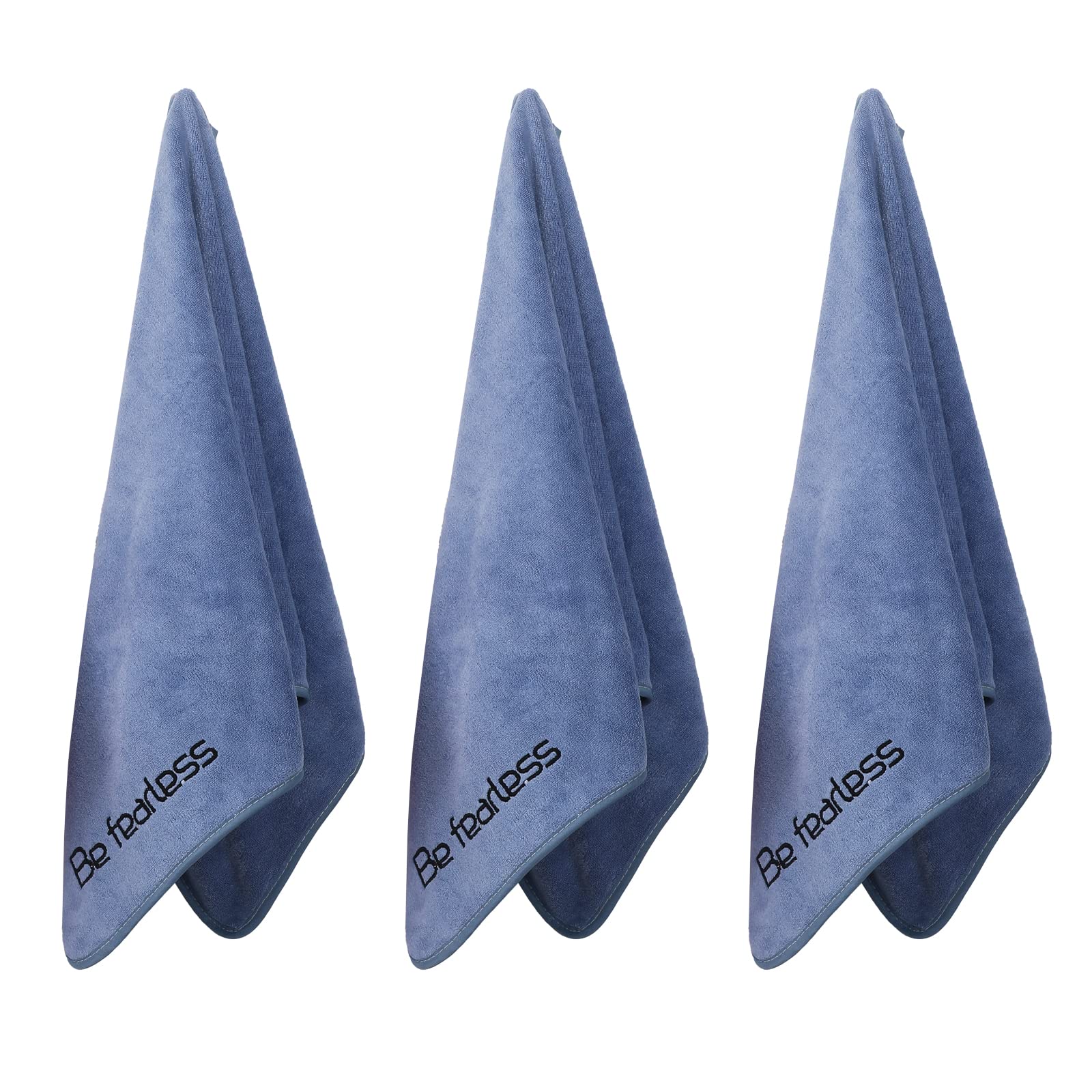 Wuwahold Microfiber Gym Towels for Exercise Fitness, Sports, Workout, 380-GSM 15-Inch x 31-Inch Bath Towels (3 Pack, Blue)