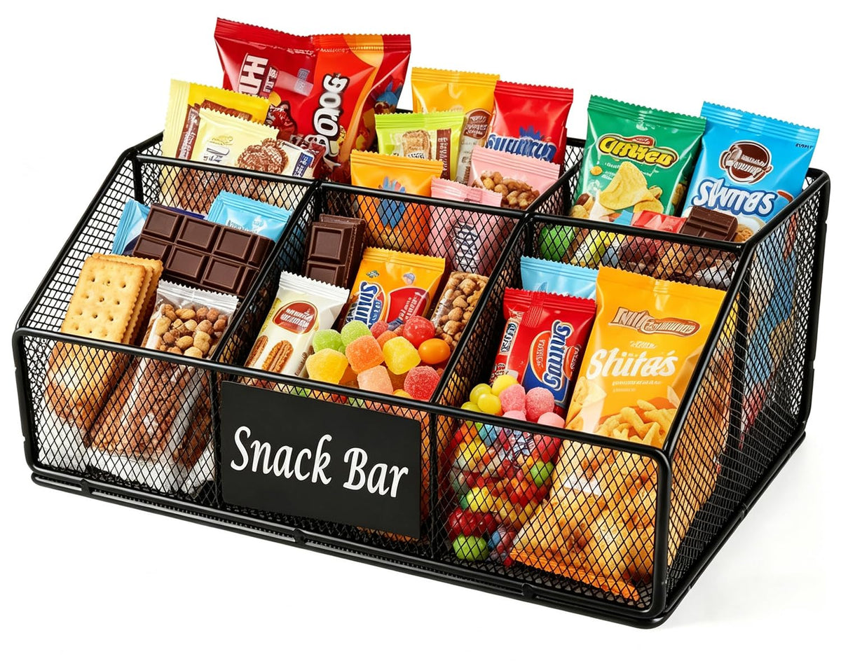 Snack Organizer for Countertop,Metal Snack Bar Station Organizer