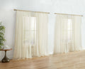 Hlc.Me Beige Sheer Curtain Panels: Sheer Voile Light Filtering Window Treatment Coverings Rod Pocket Curtain Panels For Bedroom,