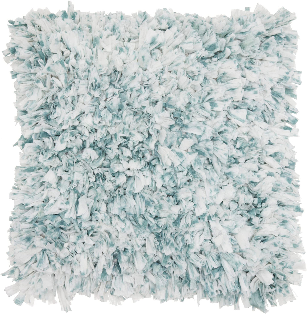 HomeRoots Celadon 61% Polyester, 24% Cotton, 15% Rayon Shaggy Chic Teal and Ivory Throw Pillow