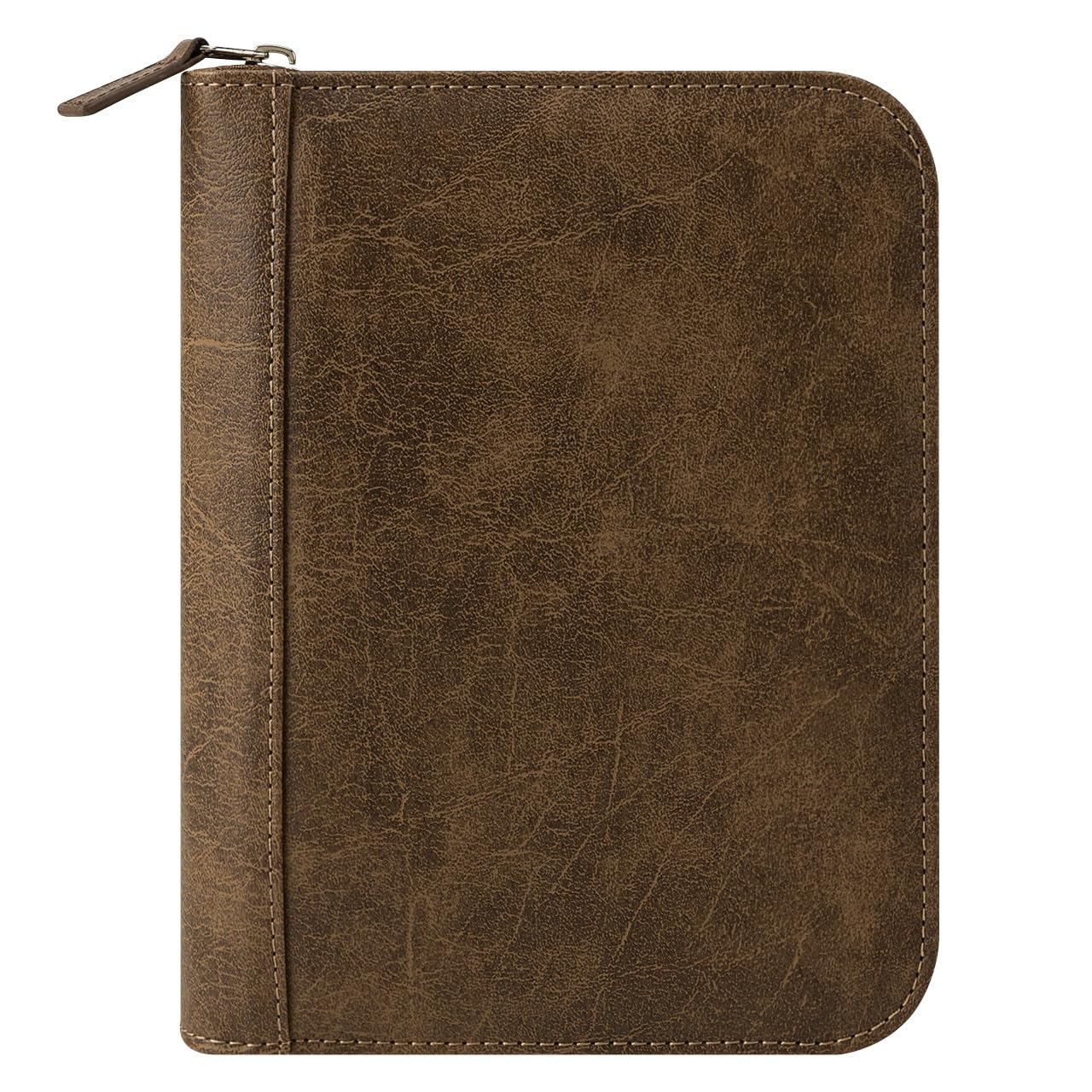 Franklincovey - Fc Basics Binder - Distressed Simulated Leather - Zipper Binder For Planners (Compact, Brown)