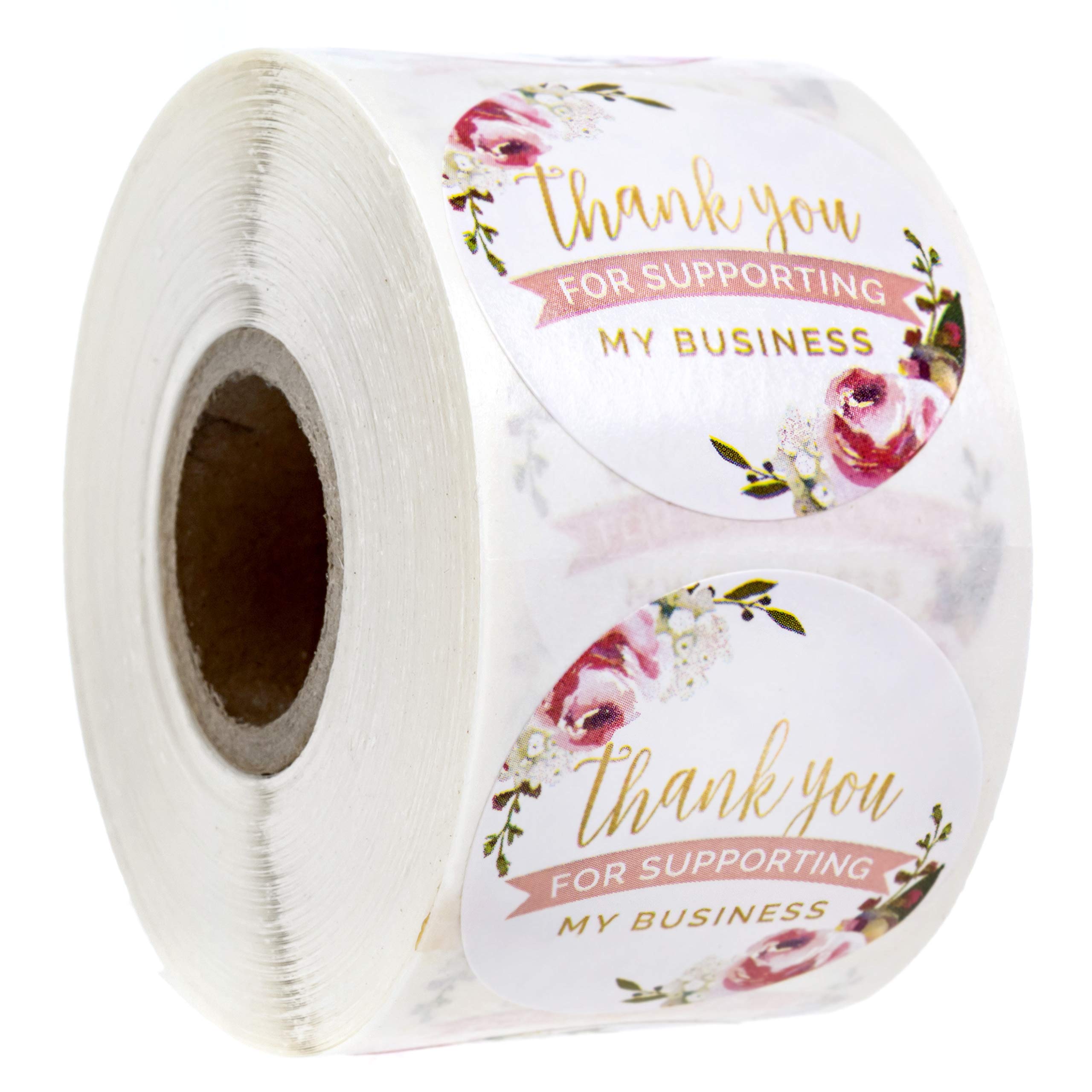 Thank You For Supporting My Business Label / 1.5' Small Business Labels / 500 Pink Floral Thanks Stickers/Business Appreciation