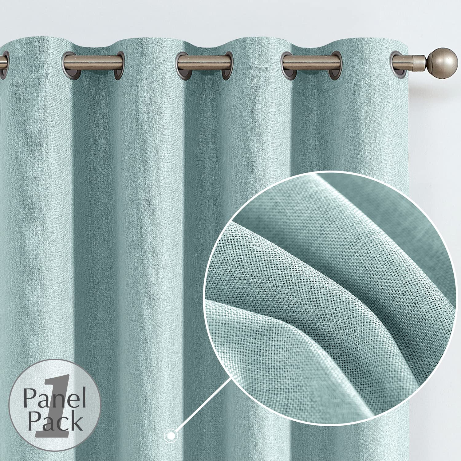 Jinchan Linen Textured Curtains For Living Room Darkening Bedroom Curtains Thermal Insulated Curtains Living Room Linen Look Curtains Window Drape Single Panel, W52 X L90, Aqua Blue Curtains