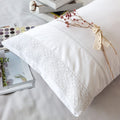 Ranznaz 100% Cotton Lace Pillow Cases King Size Set Of 2 - White Good Feeling Pillowcases 2 Pack With Envelope Closure, Elegant