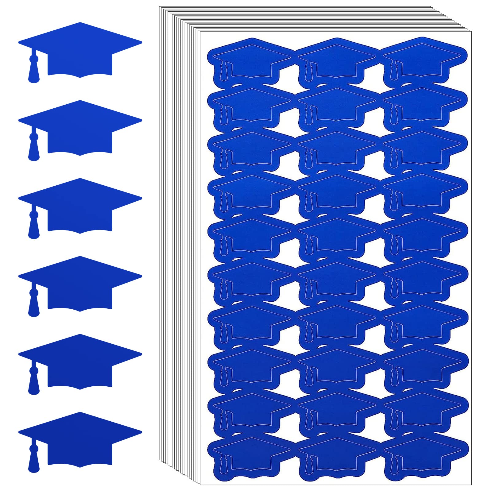 Whaline 600Pcs Graduation Cap Stickers Blue Graduation Hat Sealing Labels Grad Party Favor Labels Self-Adhesive Grad Cap Sticker
