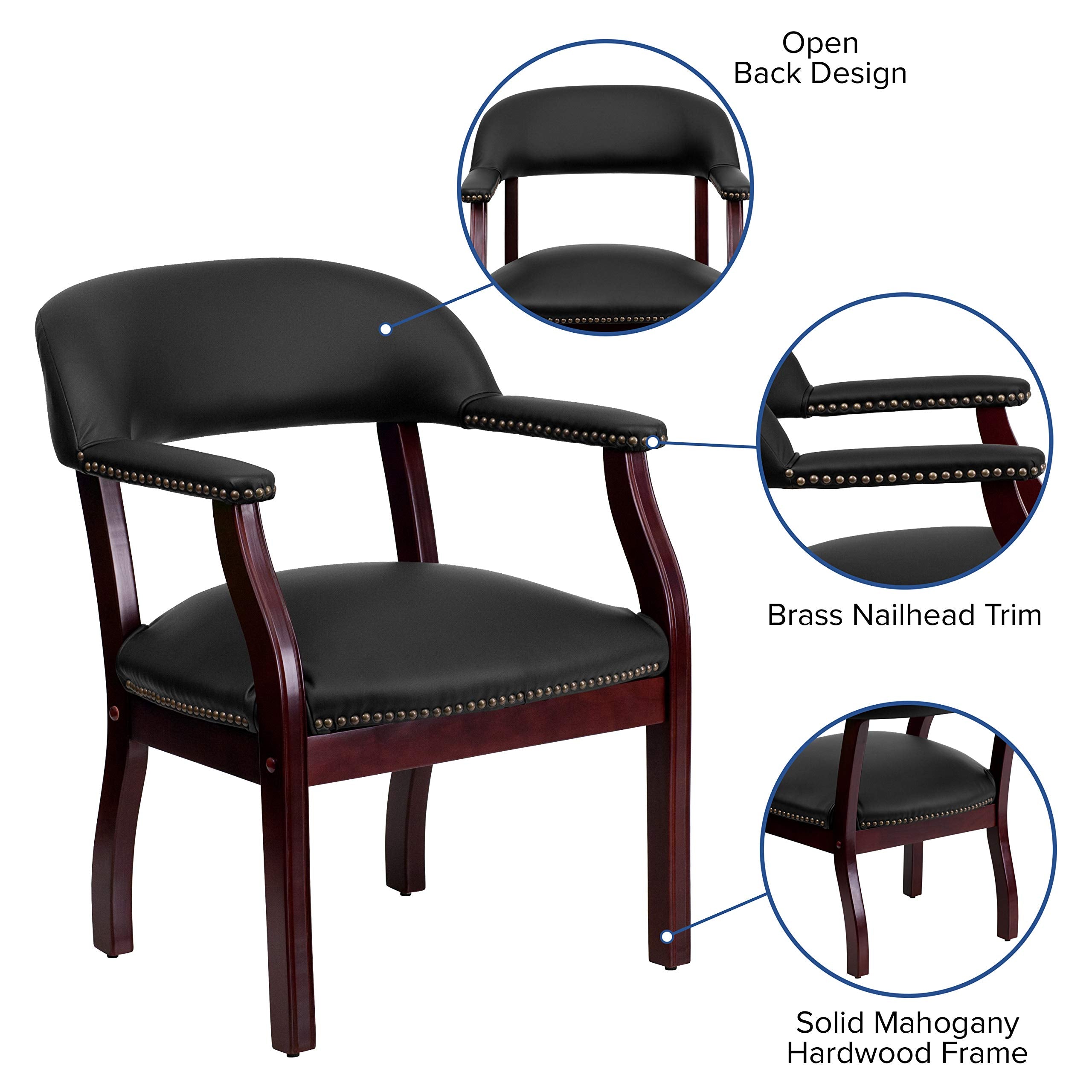 Flash Furniture Diamond Black LeatherSoft Conference Chair with Accent Nail Trim