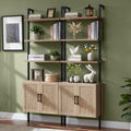 5 Tier Book Shelf Set of 2, 73 Tall Bookshelf with Storage, Modern Bookcase with Shelves, Wall Mount Ladder Shelf with Steel Fra