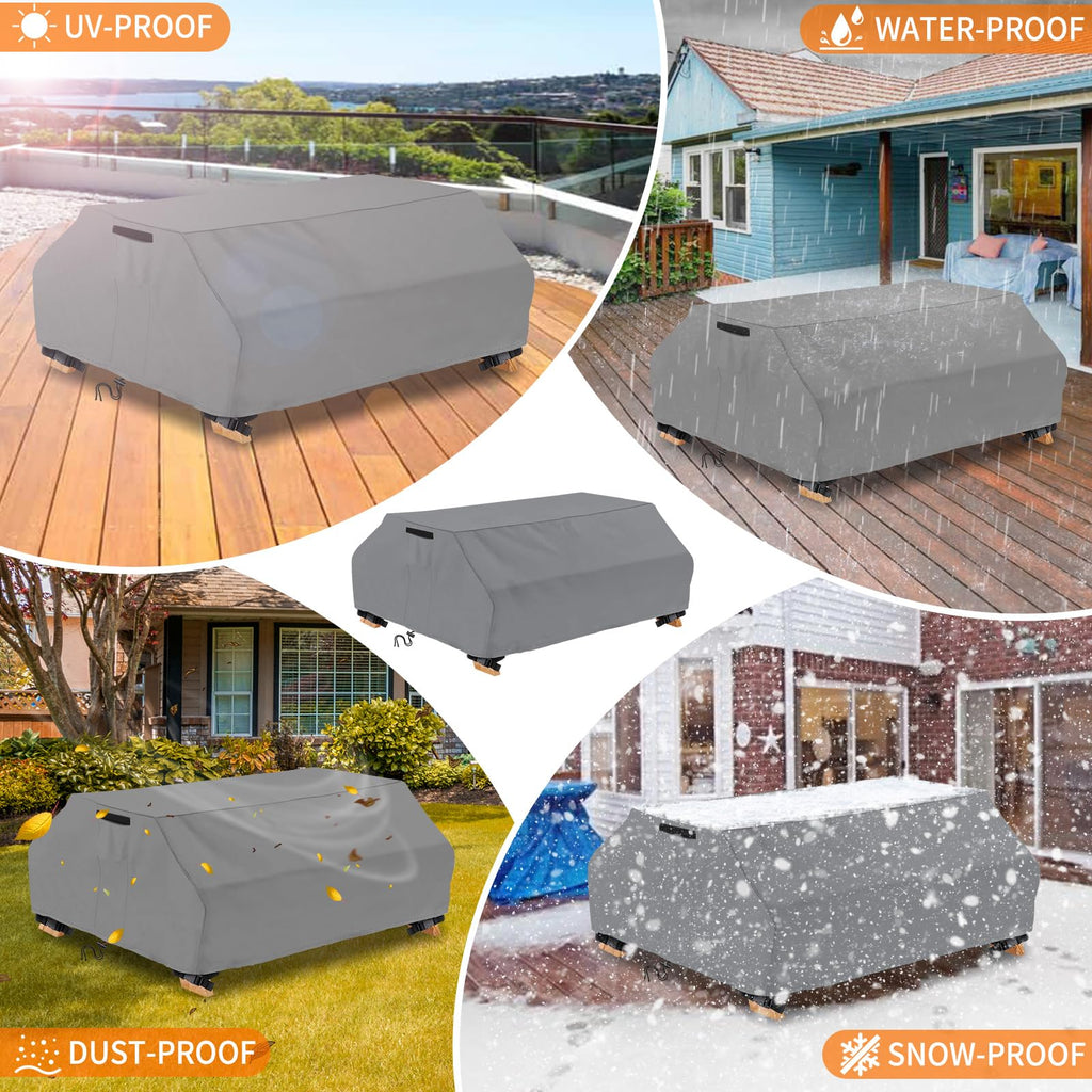 Startwo Waterproof Picnic Table Cover Outdoor Patio Table Bench Covers For 8 Ft Picnic Table Bench Set Windproof 96 Inch,Grey