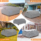 Startwo Waterproof Picnic Table Cover Outdoor Patio Table Bench Covers For 8 Ft Picnic Table Bench Set Windproof 96 Inch,Grey