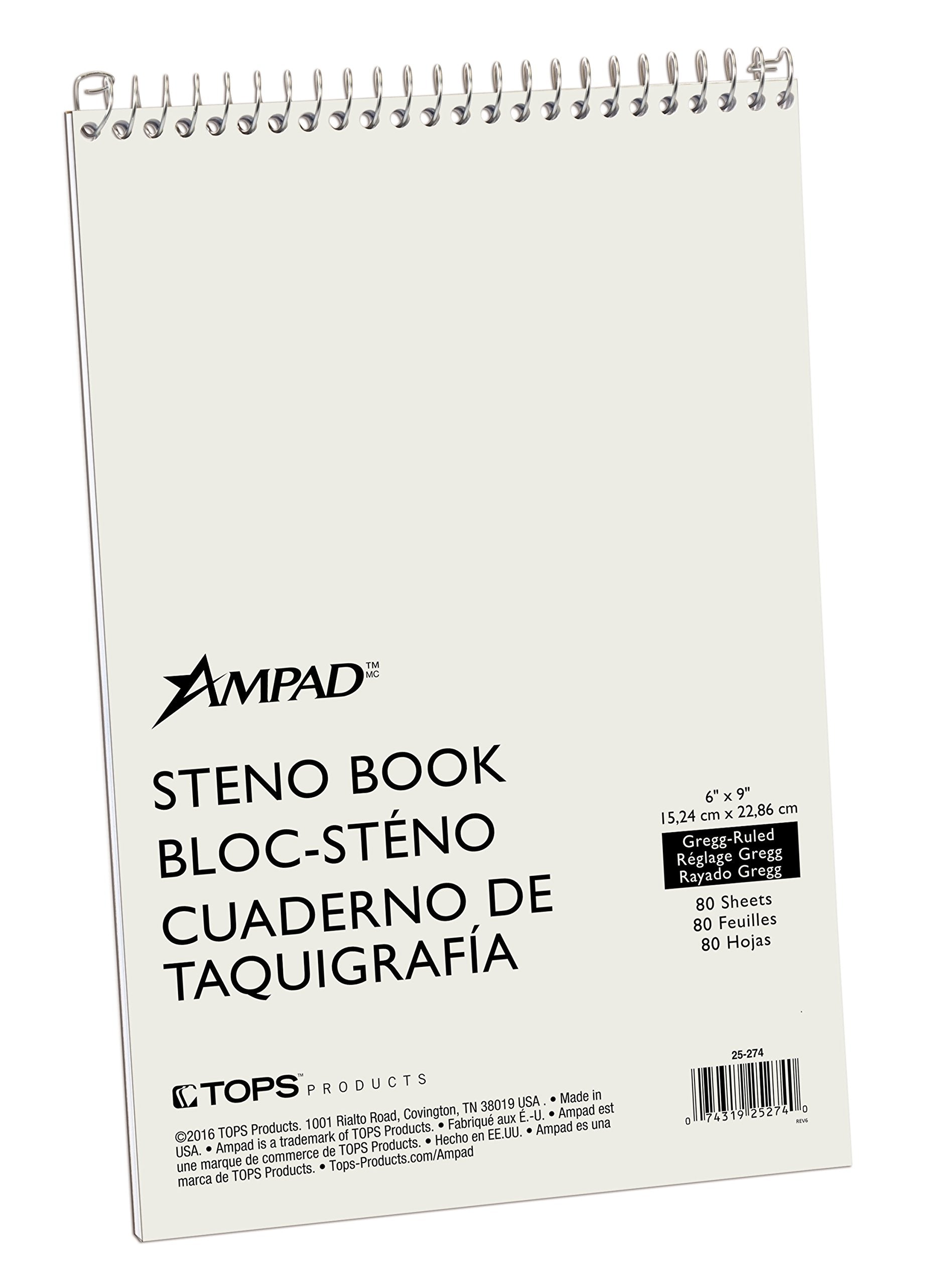Spiral Steno Book, Gregg Rule, 6 X 9, 80 Sheets [Set Of 3]