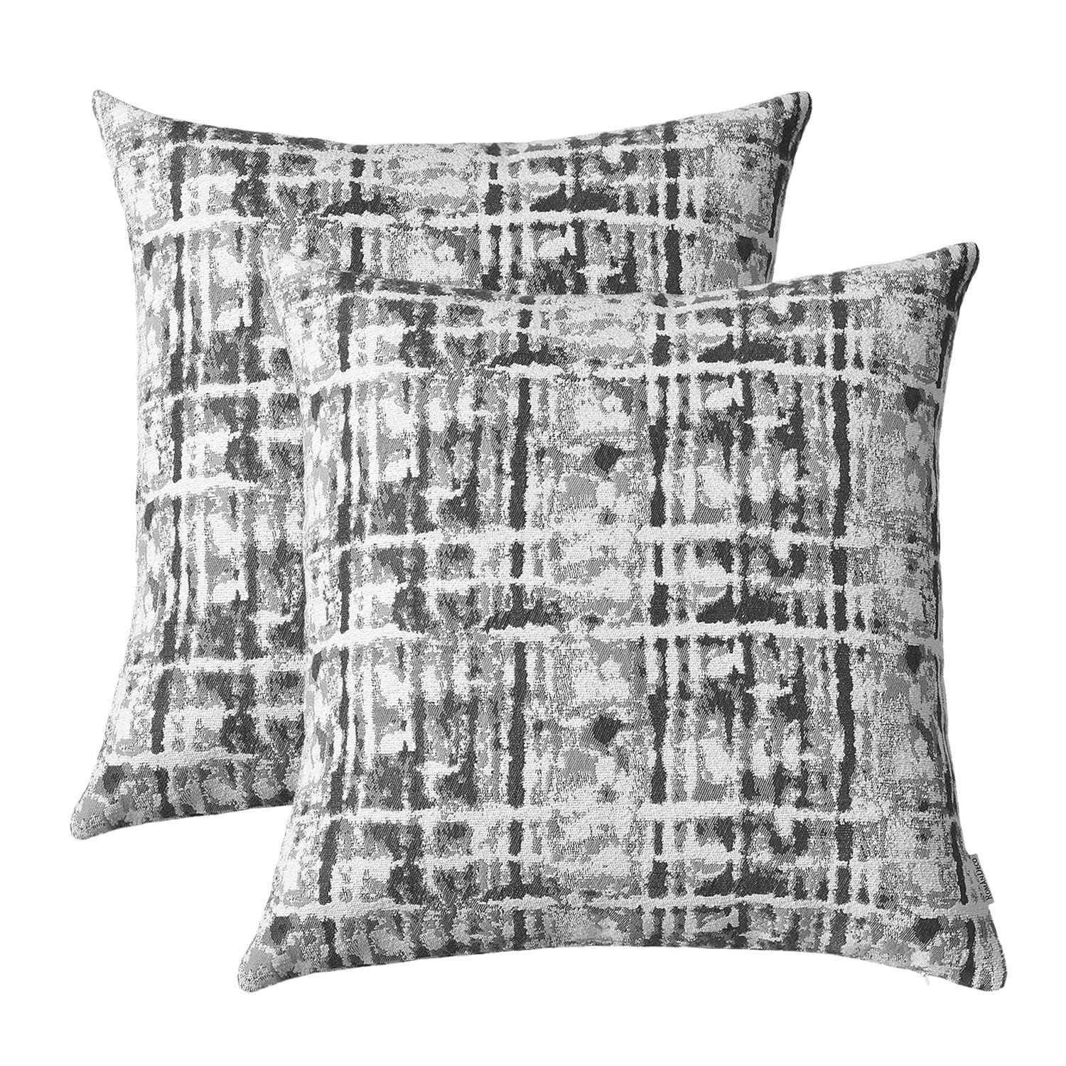 Romandeco Jacquard Decorative Throw Pillow Covers For Couch Set Of 2, 20X20 Inches, Grey