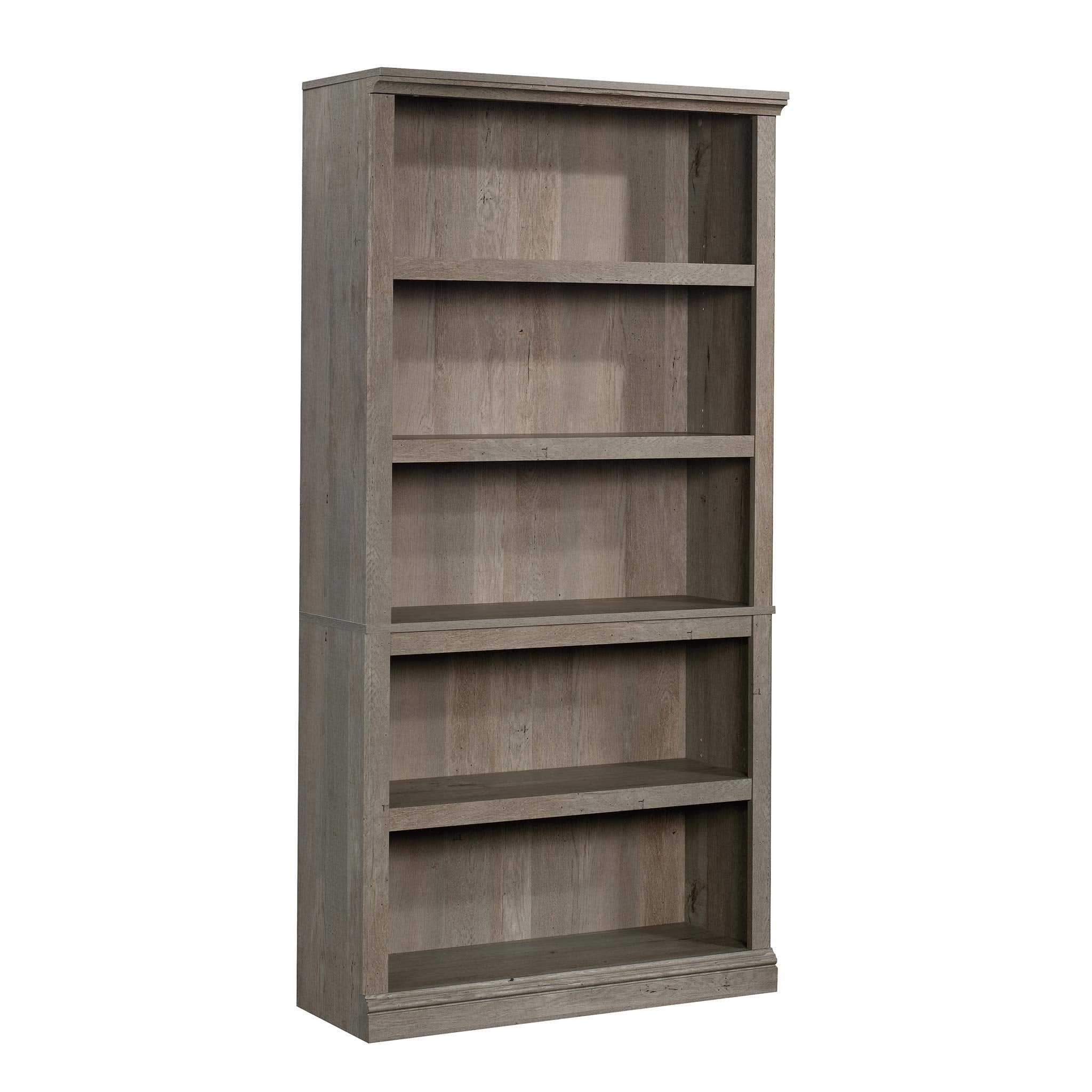 Sauder 5 Tier Book Shelf Wooden Bookcase Multipurpose Bookshelf for Home Office, Living Room, in Mystic Oak
