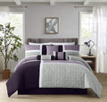 Chezmoi Collection Upland 7-Piece Quilted Patchwork Comforter Set, Lavender/Gray/Purple, King