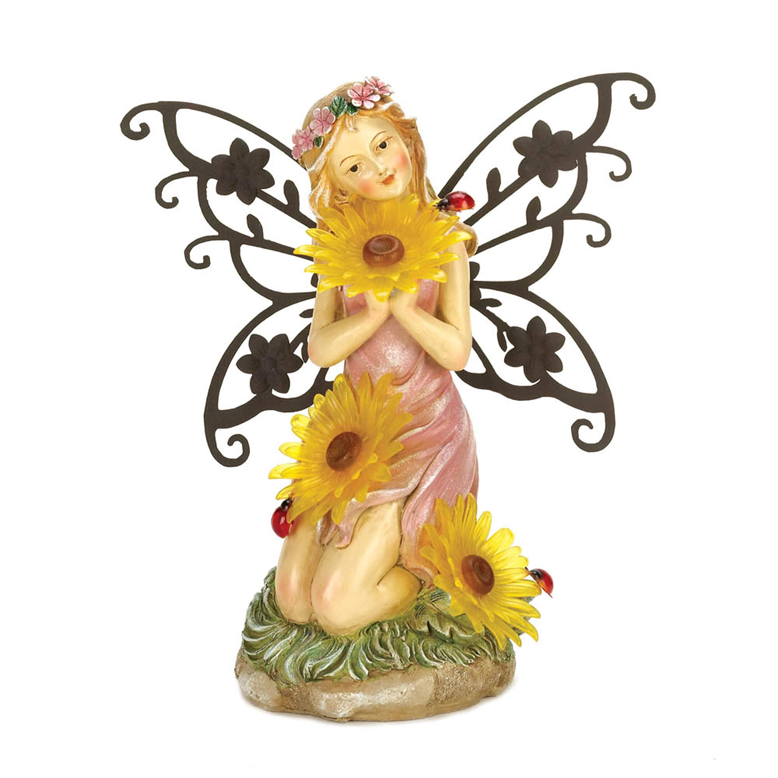 Solar Powered Fairy Lawn Garden Statues Figurines (Garden Blooms)