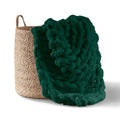 Adyrescia Chunky Knit Blanket Throw | 100% Hand Knit With Jumbo Chenille Yarn (50''X60'', Forest Green)