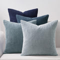 Topfinel Decorative Throw Pillow Covers Dusty Blue Navy Series 16X16 Inch Set Of 4,Summer Corduroy Striped Toss Pillows For Couc
