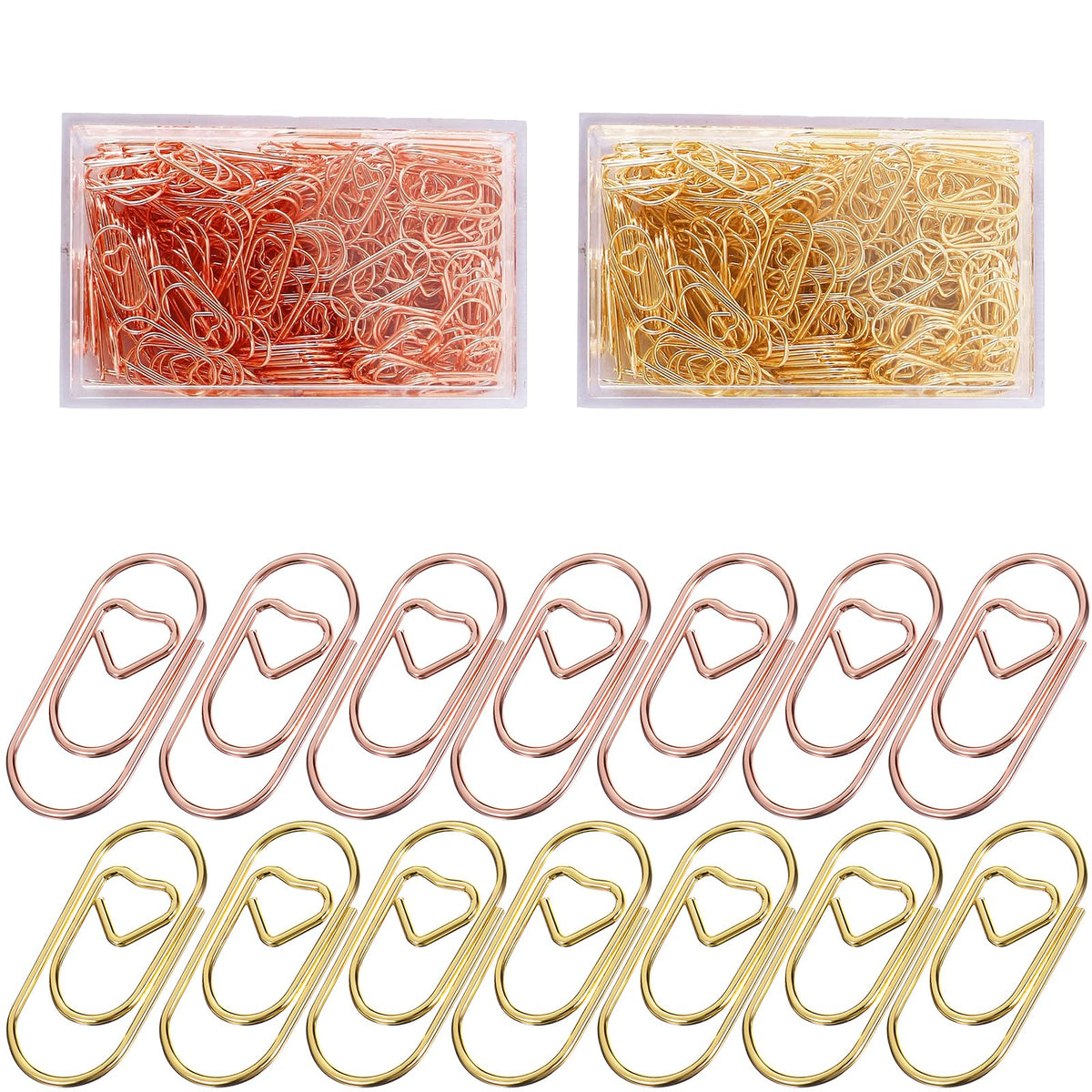 400 Pcs Small Rose Gold Paper Clips Love Heart Shaped Paperclips Stainless Steel Paper Clips With Holder For Office Home Desk Or