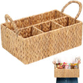 Divided Baskets with Handles, Storage Basket Natural for Organizing Bathroom Kitchen Shelves Office Supplies Organization, Wicke