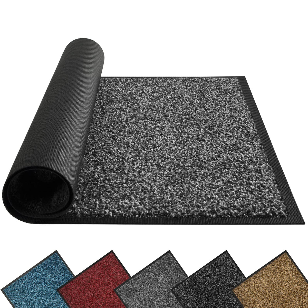 Mibao Dirt Trapper Barrier Door Mat For Indoor&Outdoor, 24' X 36', Grey Black,Washable Heavy Duty Non-Slip Entrance Rug Shoes
