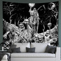 Apdidl Black and White Goth Skull Tapestry for Bedroom, Gothic Skeleton Halloween Wall Tapestries Aesthetic, Horror Ghost Rider 