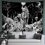 Apdidl Black and White Goth Skull Tapestry for Bedroom, Gothic Skeleton Halloween Wall Tapestries Aesthetic, Horror Ghost Rider 