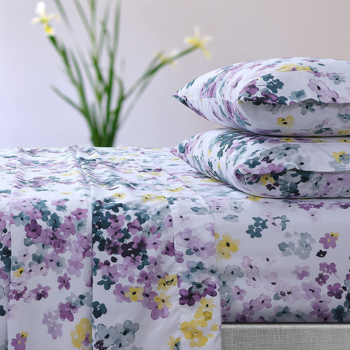 Tribeca Living Azores Home Juliette Printed Deep Pocket Sheet Set Purple Twin (Model: Jul110Shetwpu)
