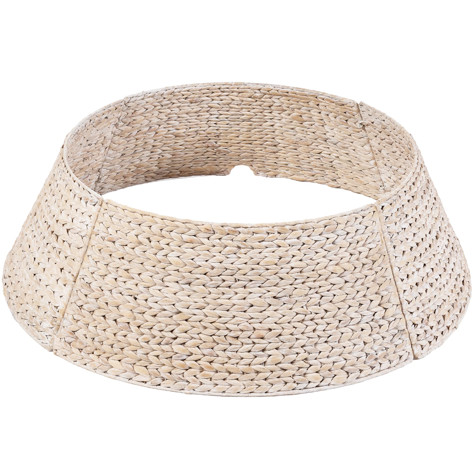 Best Choice Products 36in Christmas Tree Collar, Woven Hyacinth 3-Piece Holiday Rattan Tree Skirt Accessory for Home w/Cord Cut-
