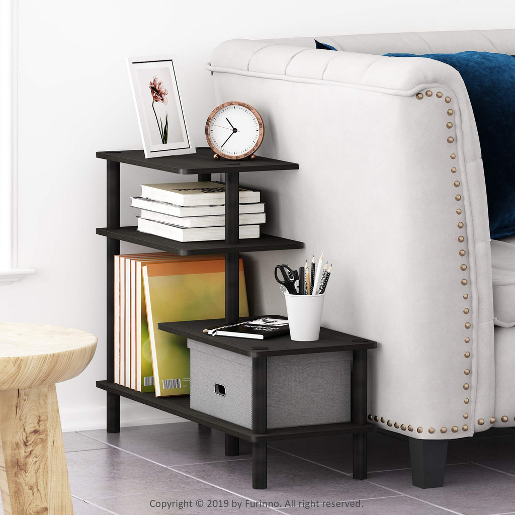 Furinno Turn-N-Tube 3-Tier Side Display Rack, Espresso/Black