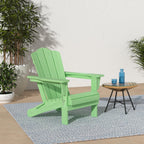 Kingyes Folding Adirondack Chair, Hdpe All-Weather Patio Chairs, Wooden Textured Lawn Chair For Poolside, Backyard, Deck, Fire Pit, Light Green