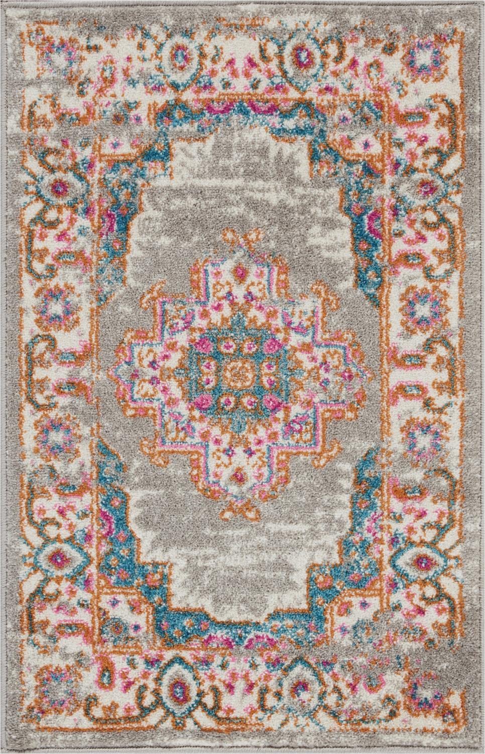 Nourison Passion Grey 22'' x 34'' Area -Rug, Boho, Traditional, Easy -Cleaning, Non Shedding, Bed Room, Living Room, Hallway, (2
