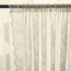 Deeprove Ivory Lace Curtains 96 Inches Long 2 Panels Set, Sheer Accent Florals Embroidery Vintage Window Panel Treatment Pair Dr