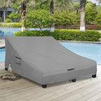 Okcool 100% Waterproof Patio Double Wide Chaise Lounge Chair Cover, 600D Tough Canvas 80 Inch Outdoor Chaise Lounge Covers