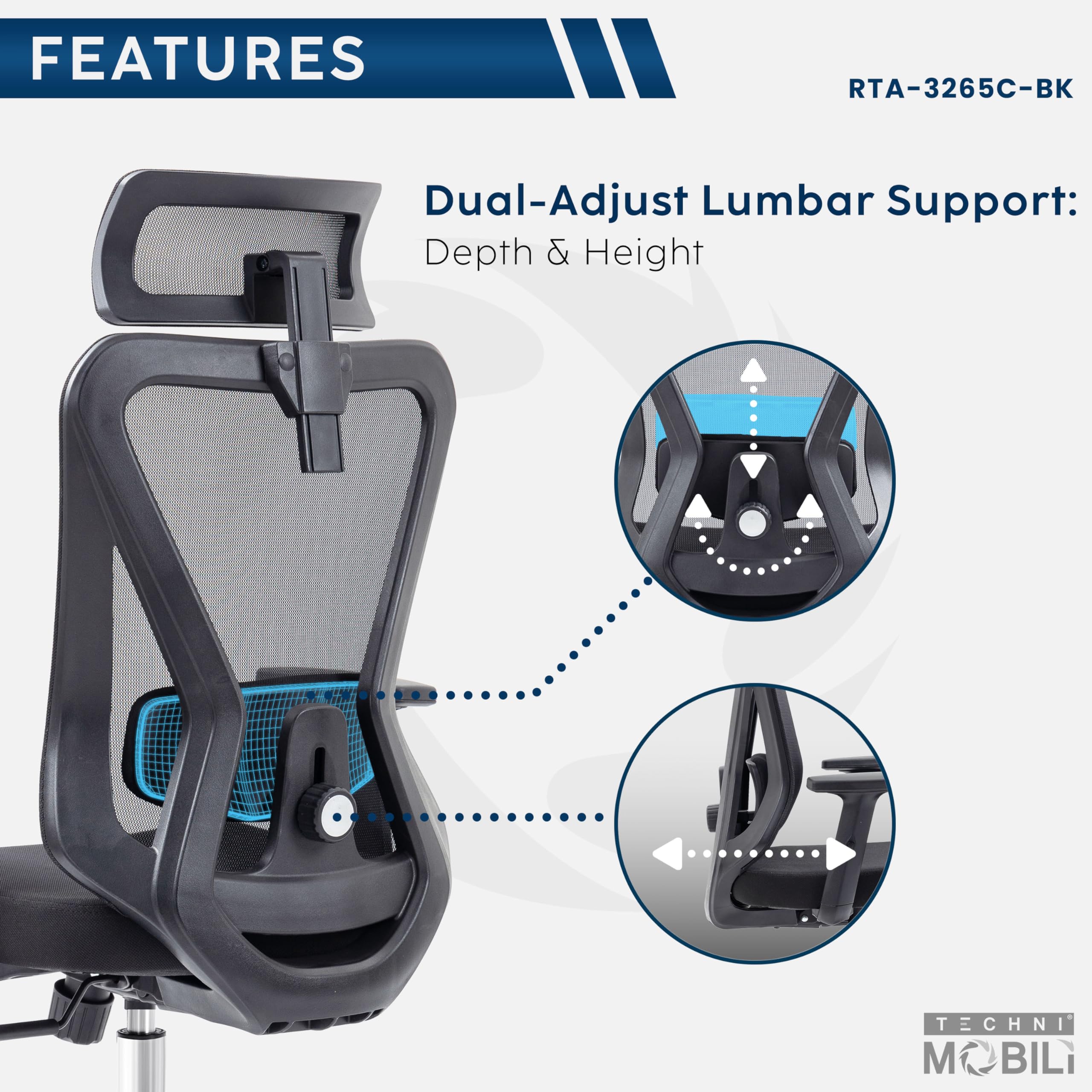 Techni Mobili Truly Ergonomic Office Chair - Thumbnail 4