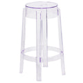 Flash Furniture Laney 25.75" Indoor/Outdoor Counter Height Transparent Dining Stool with Foot Ring, Stackable Ghost Counter Height Stool, Transparent