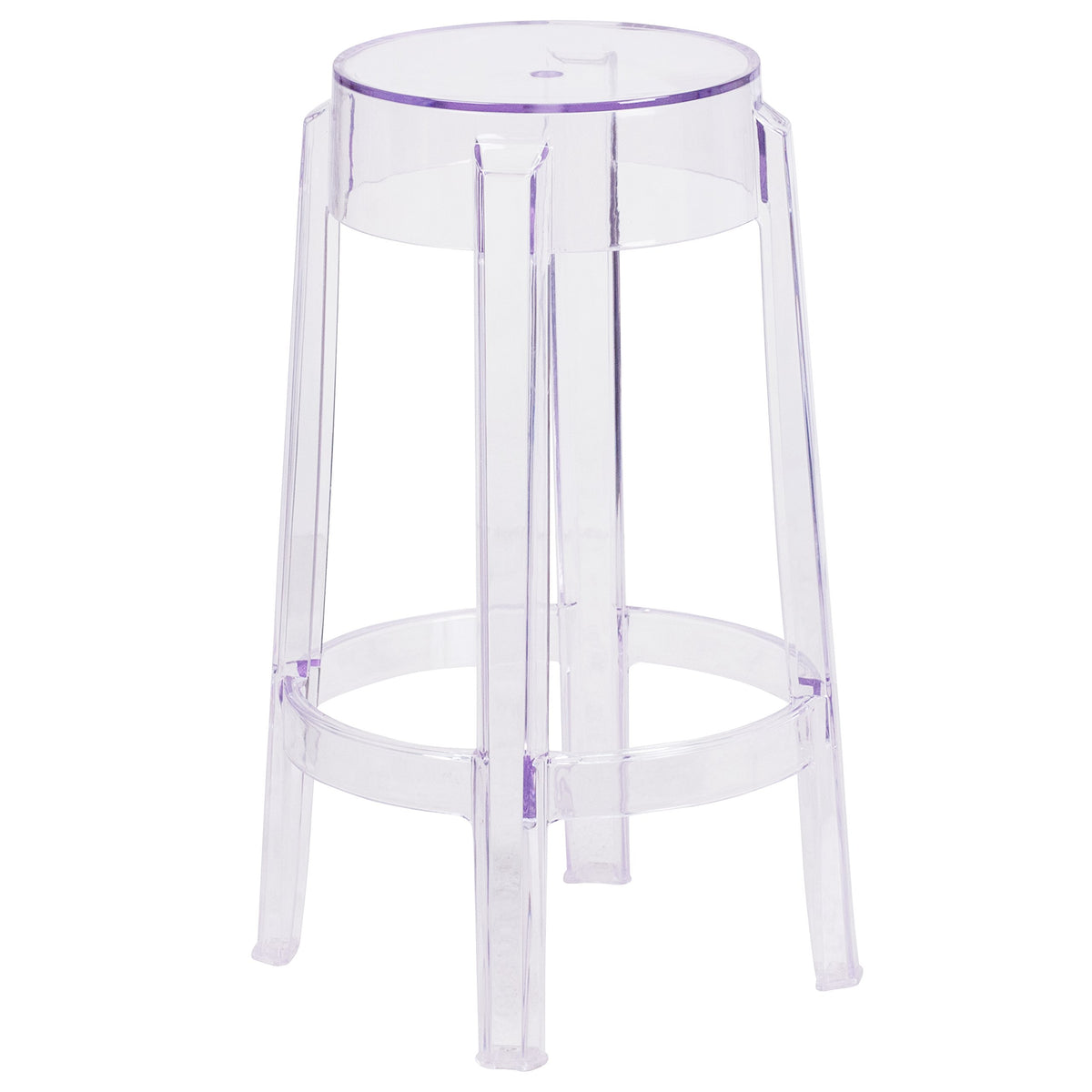 Flash Furniture Laney 25.75&quot; Indoor/Outdoor Counter Height Transparent Dining Stool with Foot Ring, Stackable Ghost Counter Height Stool, Transparent