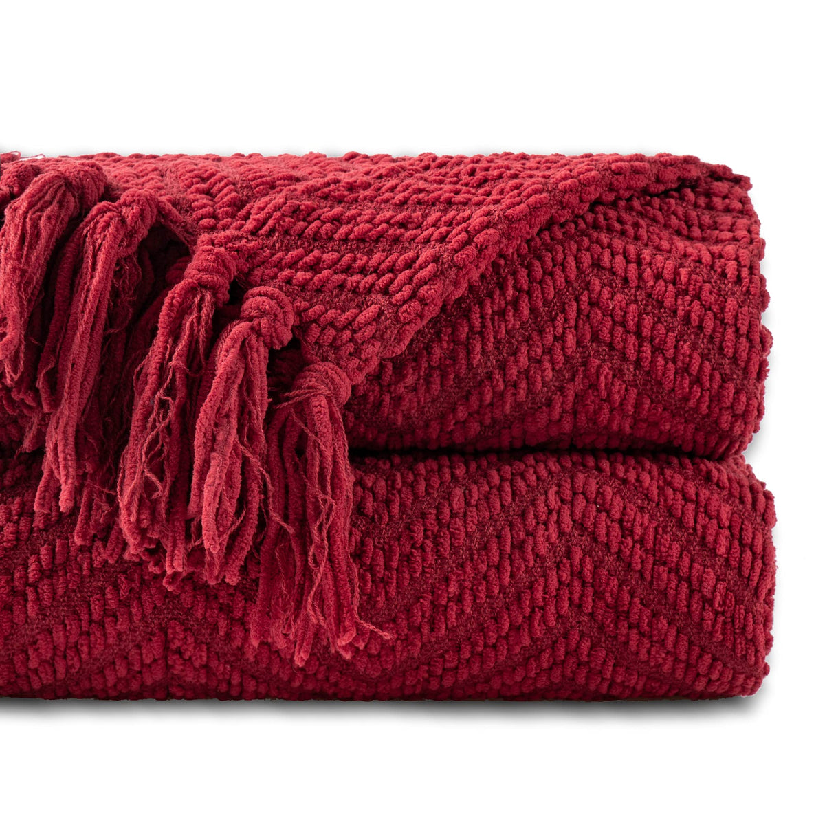 Battilo Home Christmas Decor Red Throw Blanket For Couch, Red Knit Throw Blanket For Twin Bed, Super Soft Cozy Warm Red Christma