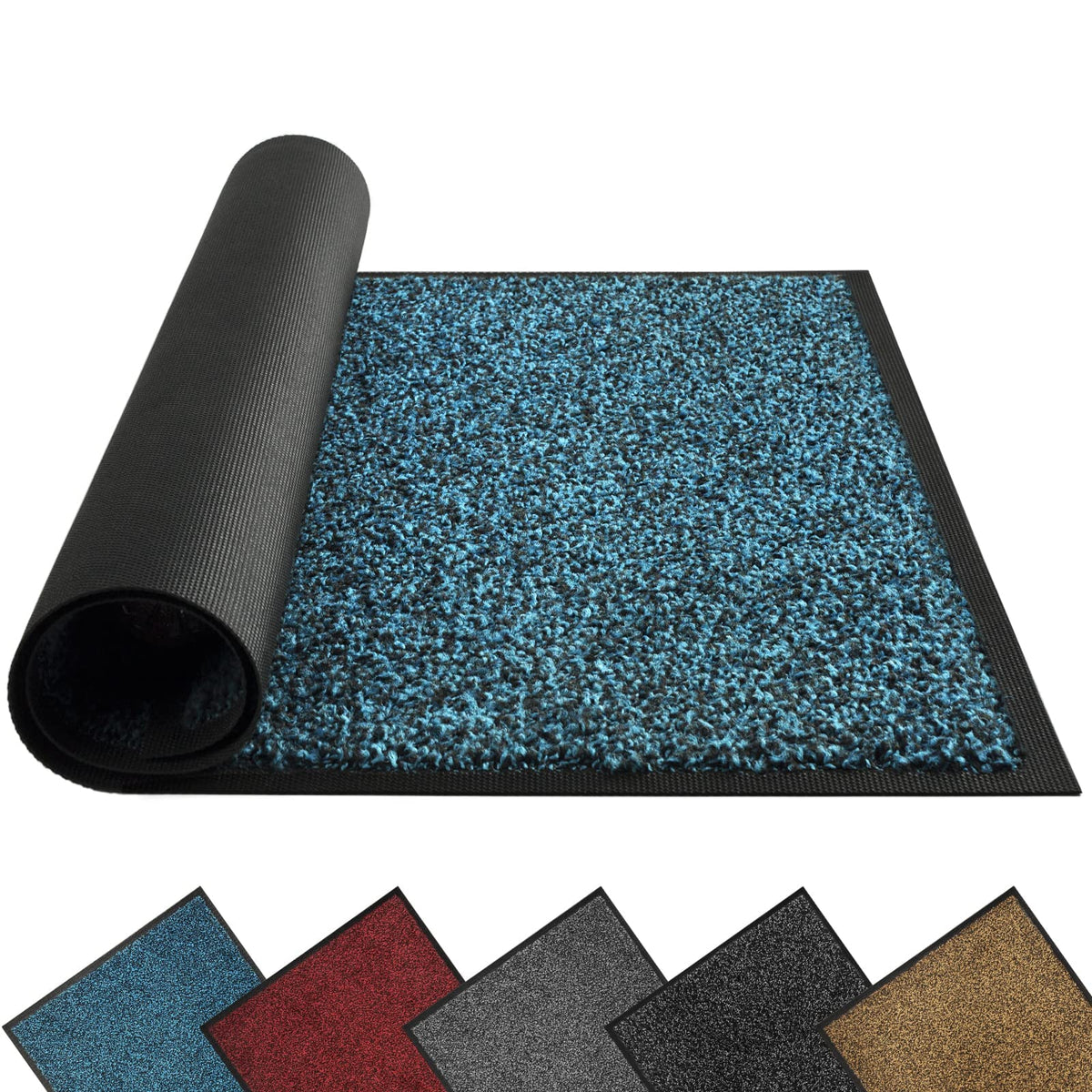 Mibao Dirt Trapper Door Mat For Indoor&Outdoor, 48' X 72', Blue Black,Washable Barrier Heavy Duty Non-Slip Entrance Rug Shoes