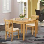 East West Furniture OXNO3-OAK-C 3 Piece Kitchen Set Contains a Square Room Table and 2 Linen Fabric Upholstered Dining Chairs, 36x36 Inch