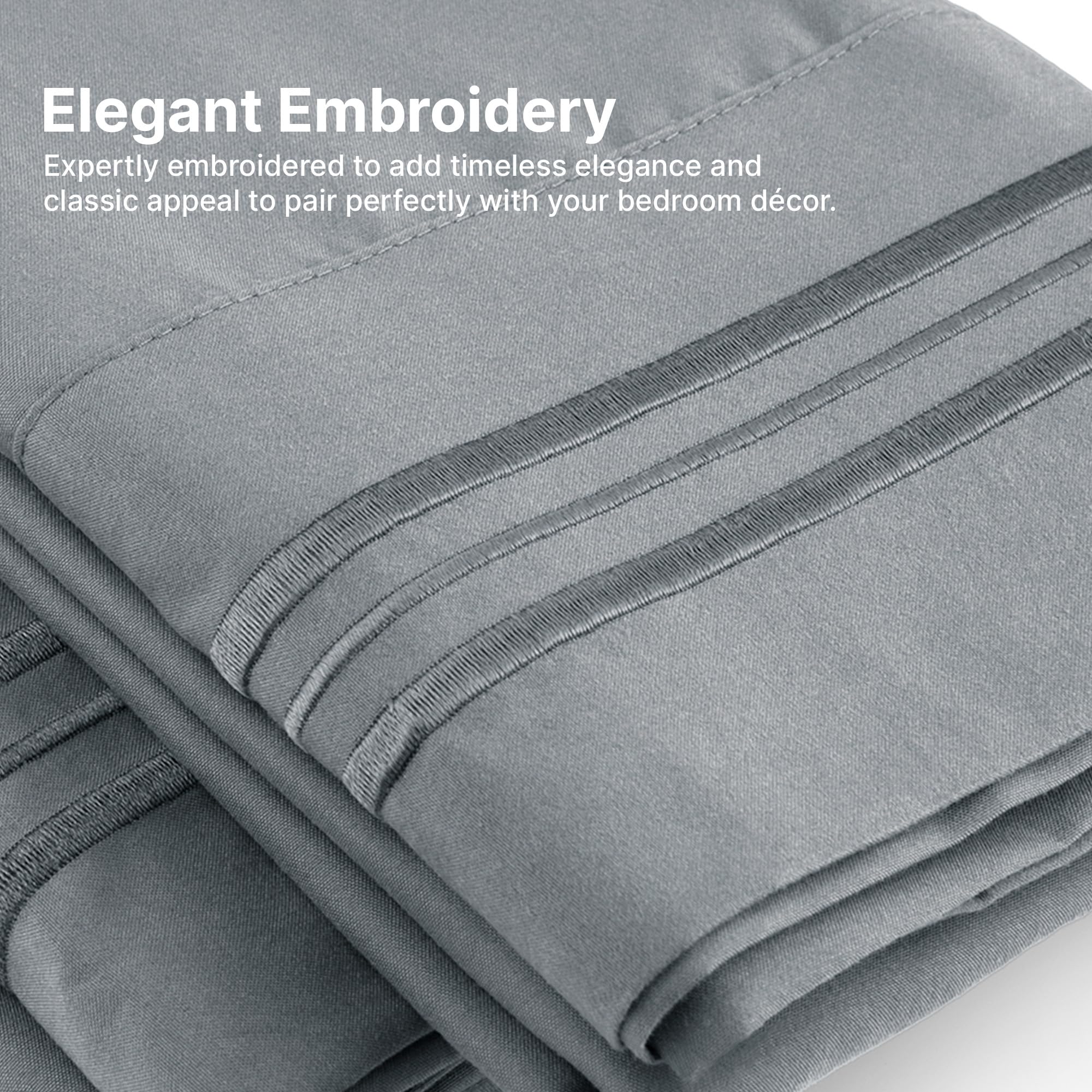 Cgk Unlimited Queen Size Microfiber Pillowcase Set Of 4 - Soft, Premium Quality, Machine Washable, 20X40, 20X36 & 20X48 Pillows For Sleeping - Steel Blue