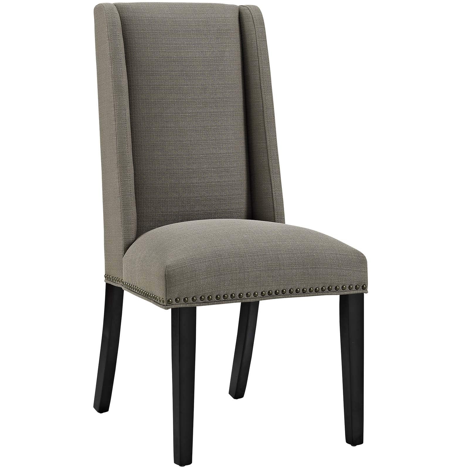 Modway Baron Modern Tall Back Wood Upholstered Fabric Four Dining Chairs In Granite