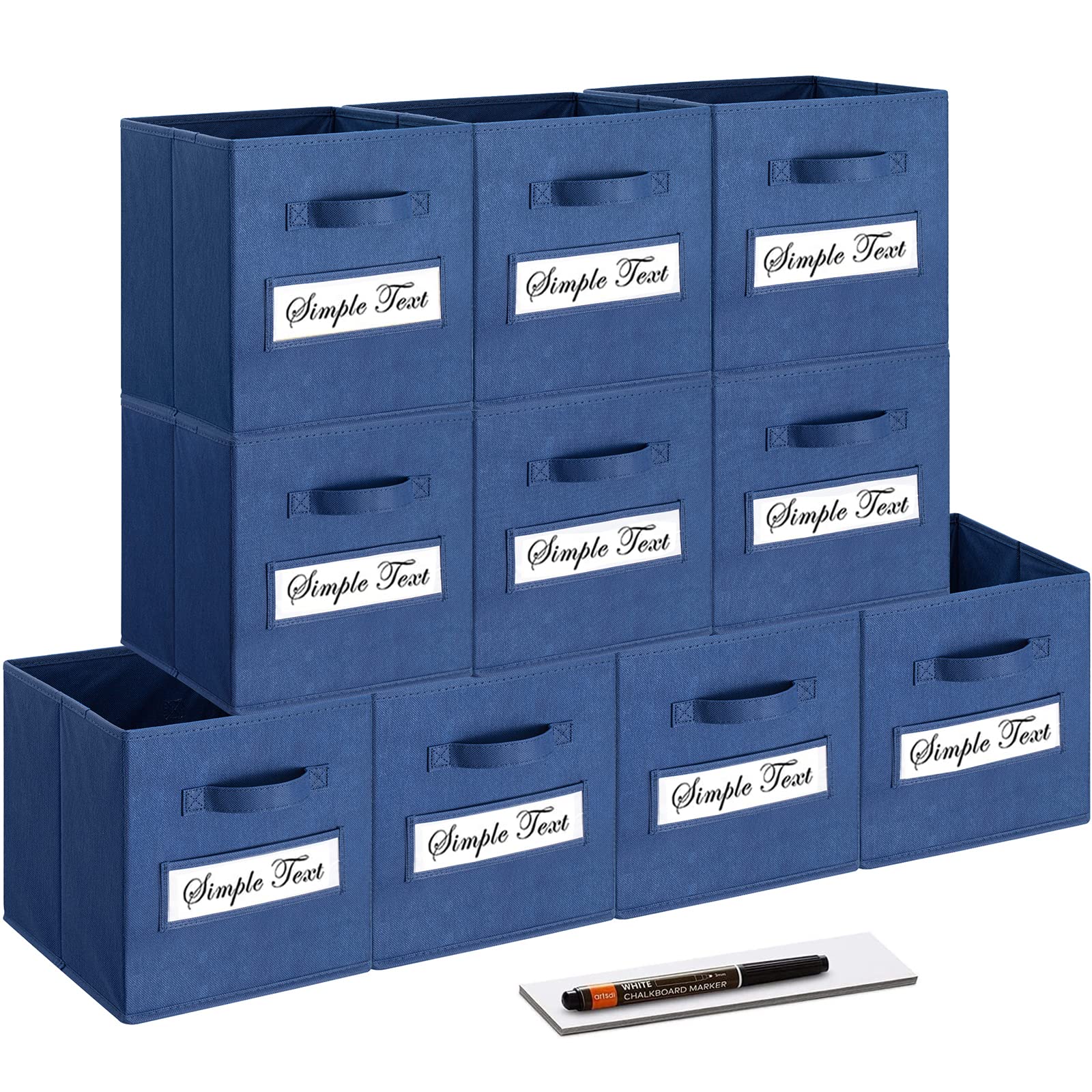 artsdi Set of 10,Foldable Cube Storage Bins with 10 Labels Window Cards & a Pen,Baskets Containers for Shelves,Closet Organizers