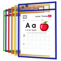 Scribbledo Dry Erase Pockets, 6 Pack Reusable Dry Erase Sleeves With Marker Holder, Colorful Dry Erase Pocket Sleeves For School