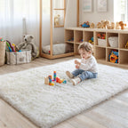 Kchowua 4X6 Cream Thick Fluffy Rug For Bedroom,Machine Washable Soft Shag Shaggy Fuzzy Area Rugs For Living Room,Off White Cute