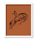 Poster Master Cowboy on Bucking Horse Poster - Retro Brown Rodeo Print - Cowboy Art - Western Art - Wild West Art - Gift for Him