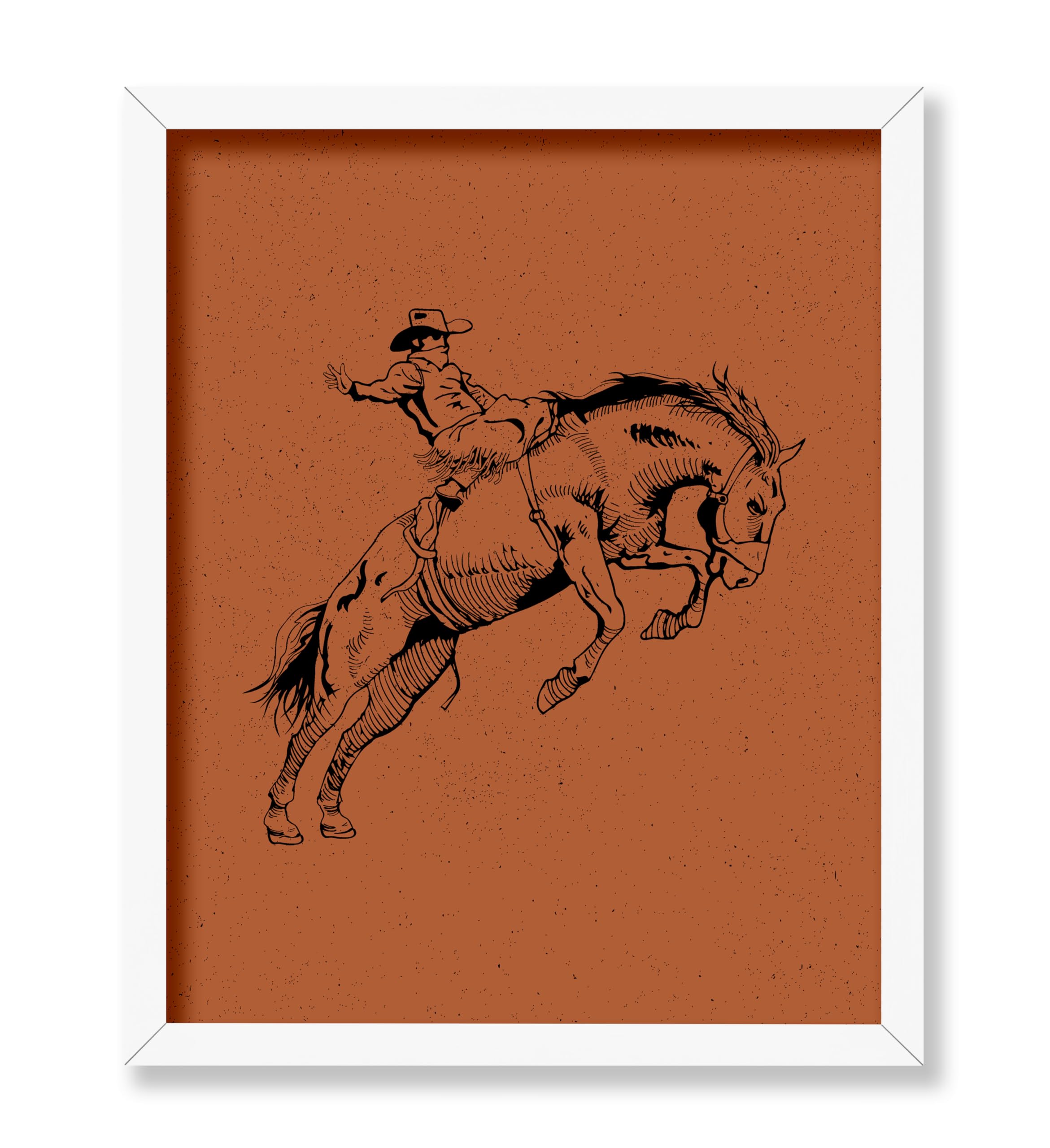 Poster Master Cowboy on Bucking Horse Poster - Retro Brown Rodeo Print - Cowboy Art - Western Art - Wild West Art - Gift for Him