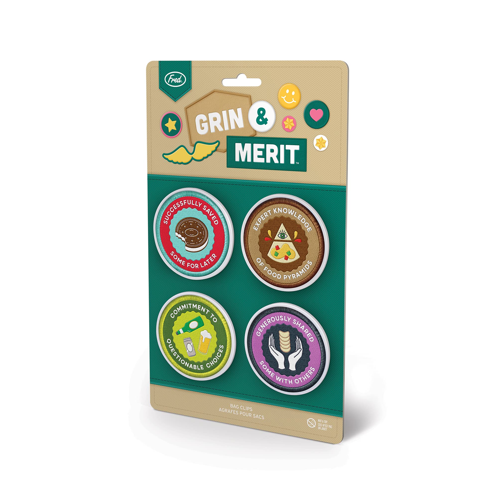 Genuine Fred Grin And Merit Bag Clips,Assorted