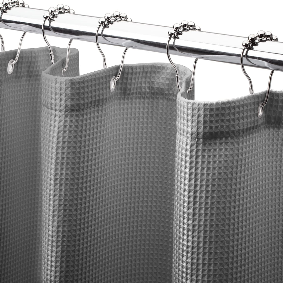 Amazerbath Extra Long Shower Curtain Waffle, Heavy Duty Fabric Shower Curtains With Waffle Weave Hotel Quality Bathroom Shower C